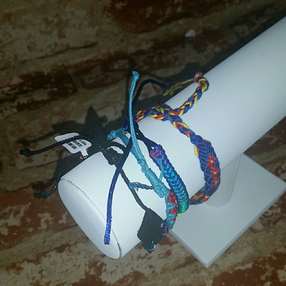 Friendship Bracelets Set of 4 rainbow blue NEW - Picture 2 of 5